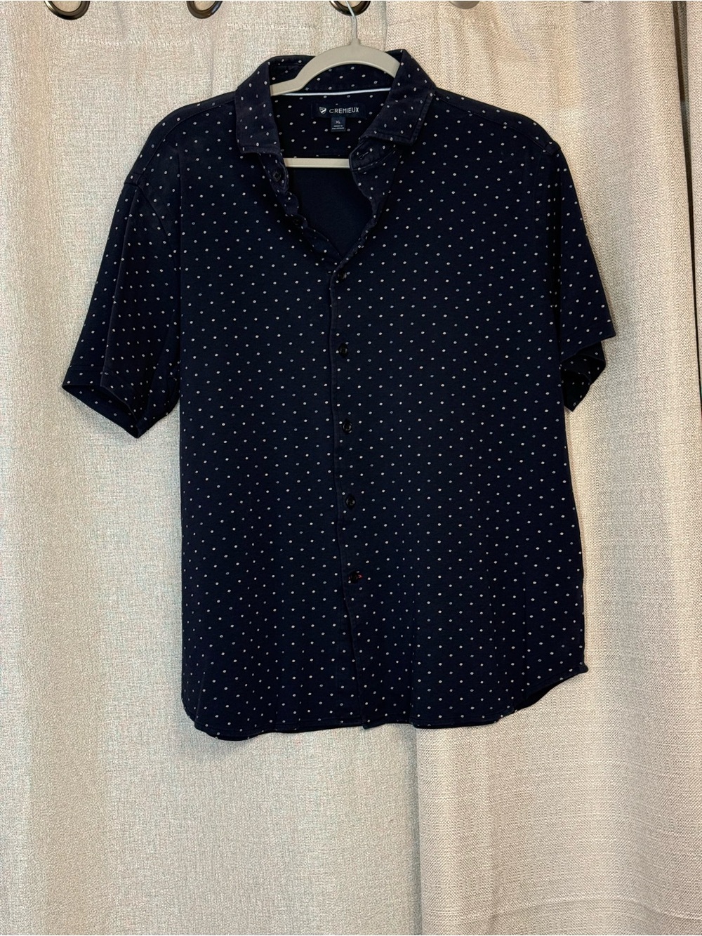 Daniel Cremieux Navy Short-Sleeve Button-Down with White Dot Print